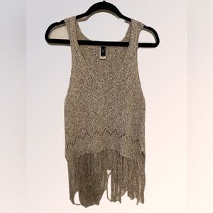 Windsor crocheted tank style top with fringe.